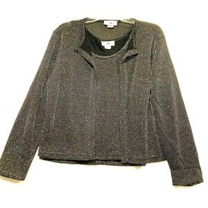 Vtg SML Design 2 Piece Tank And Jacket Set S Black Gold Metallic Mesh Weave